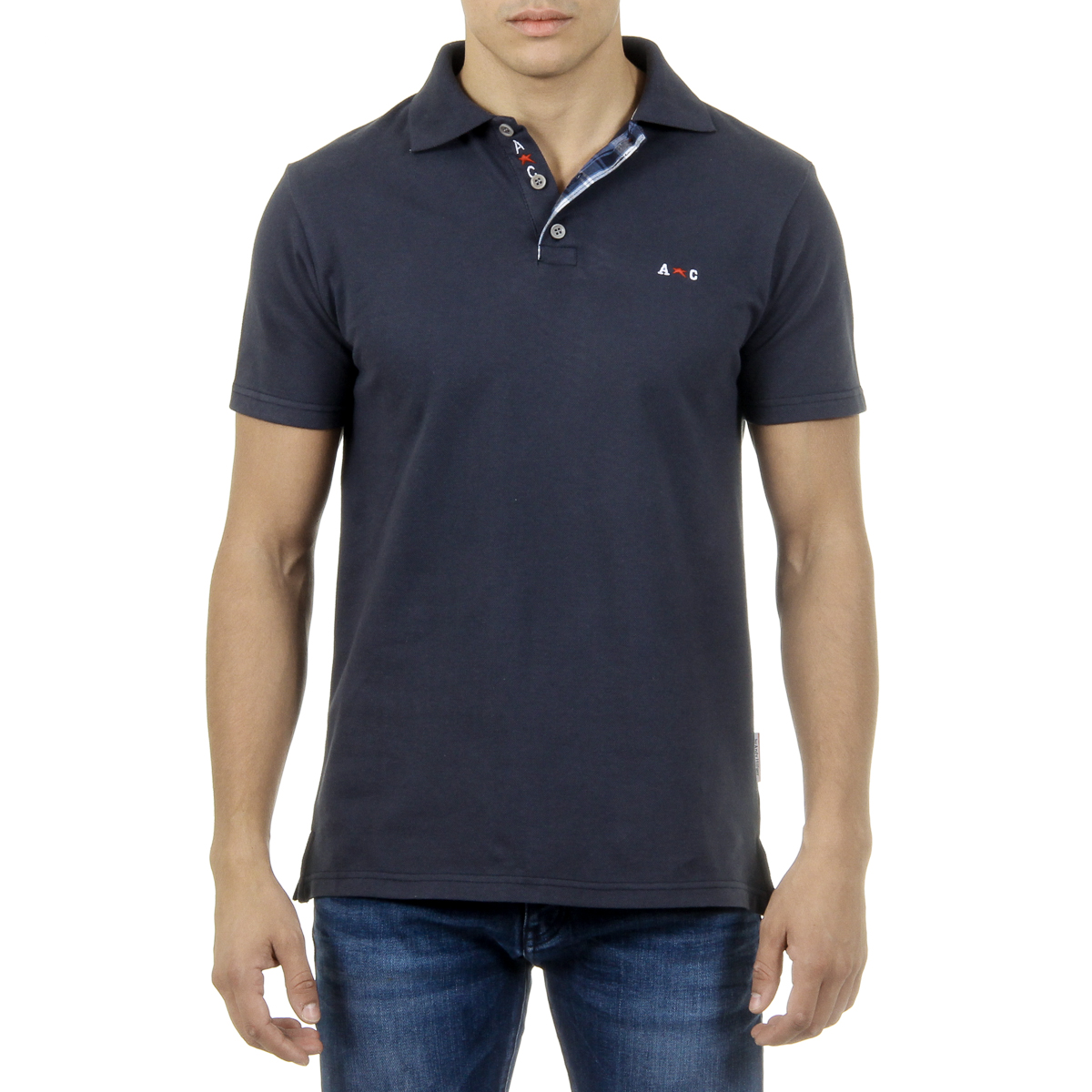 Polo Andrew Charles para hombre de manga corta azul oscuro SEMELO