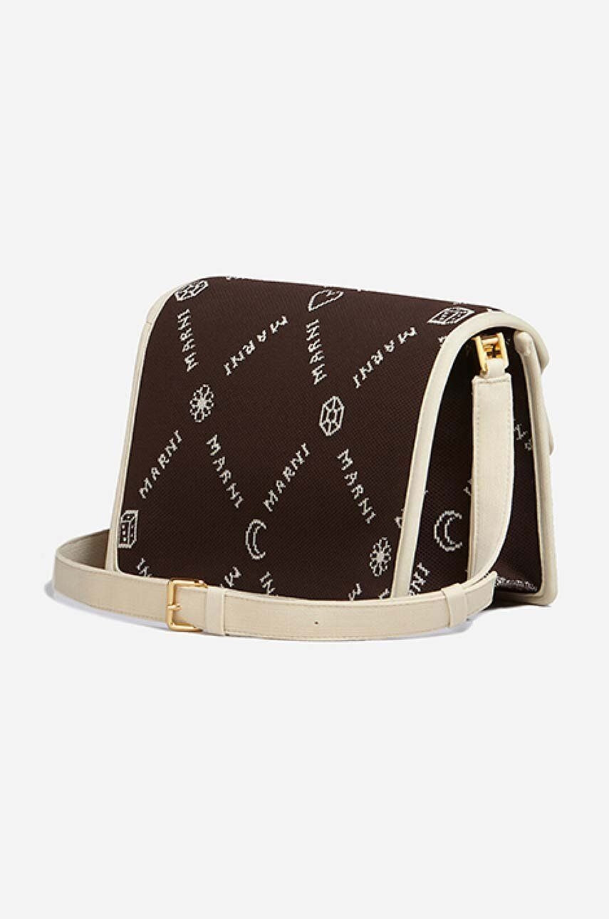 Bolso de hombro de tela Monogram de Marni en marrón