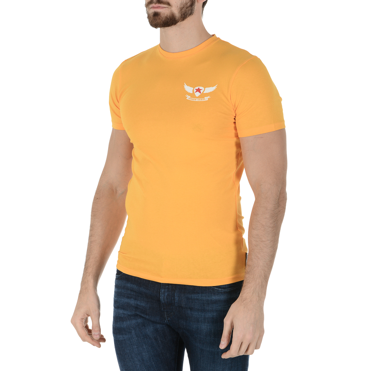 Camiseta Andrew Charles para hombre, manga corta, cuello redondo, amarilla, KEITA