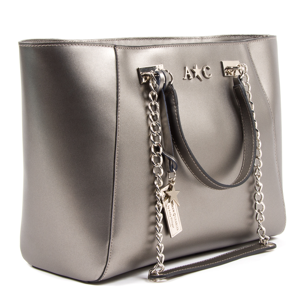Andrew Charles Womens Handbag Silver KEY