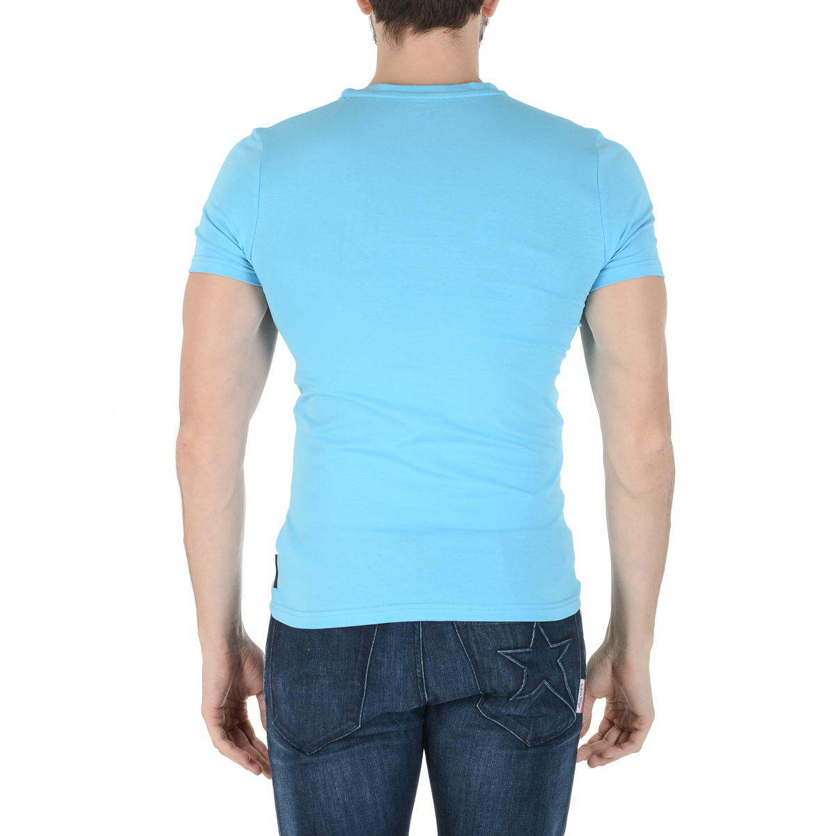 Camiseta Andrew Charles para hombre, manga corta, cuello redondo, azul claro, KEITA