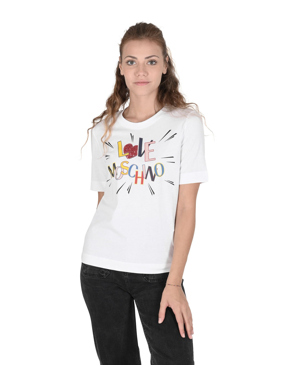 Camiseta de mujer Love Moschino W 4 F15 3E M 3876 A00 BLANCO ÓPTICO