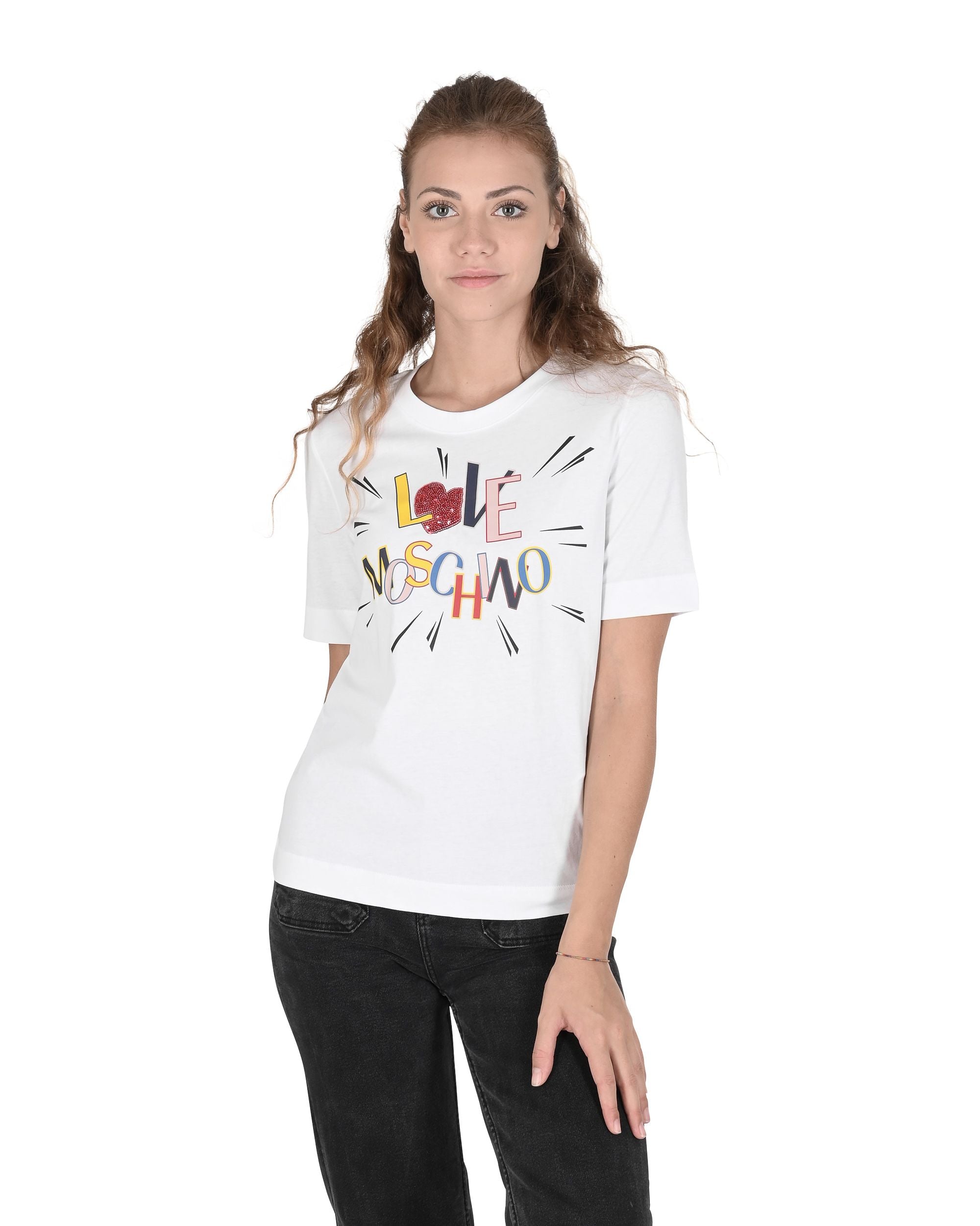 Camiseta de mujer Love Moschino W 4 F15 3E M 3876 A00 BLANCO ÓPTICO