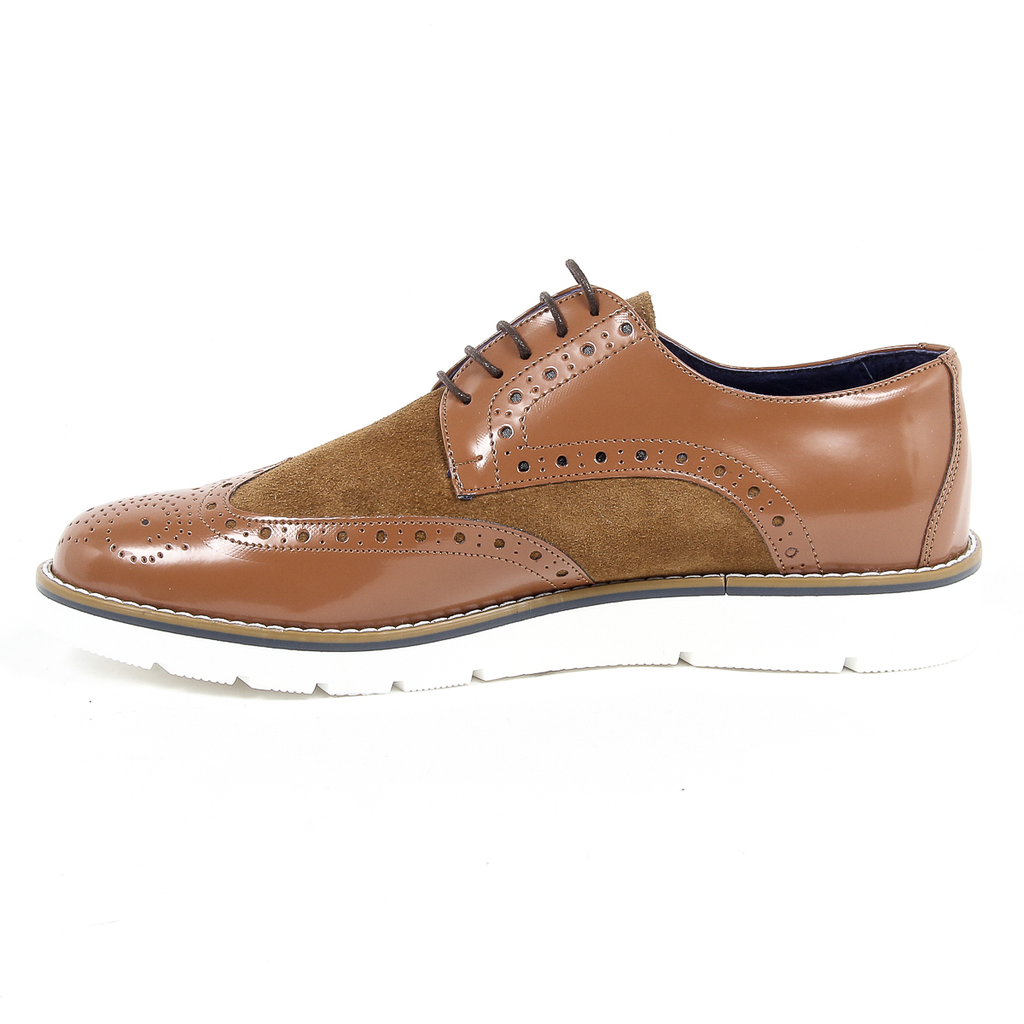 Andrew Charles - Zapatos Oxford brogue para hombre 914 ABRASIVATO CAMOSCIO COGNAC