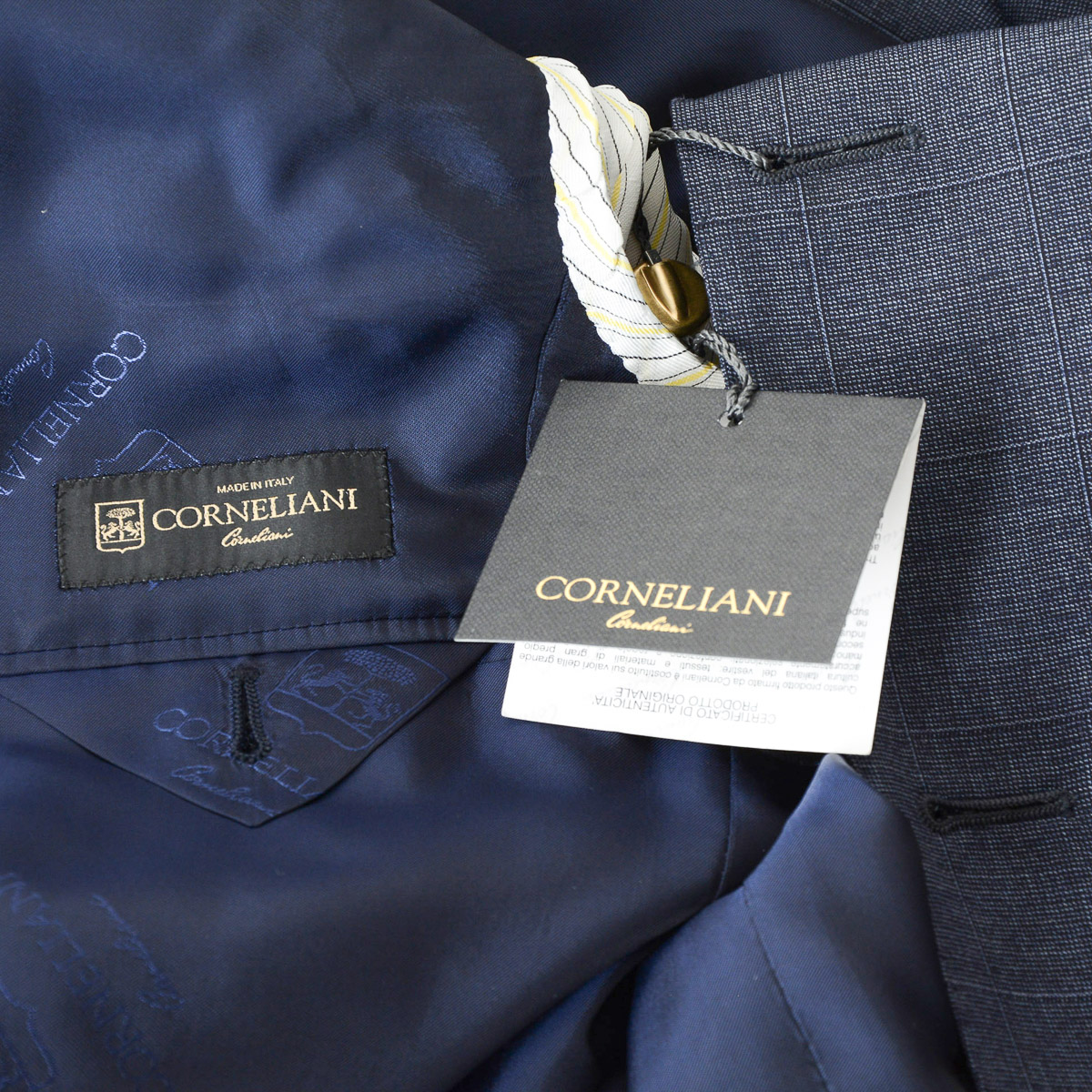 Corneliani Mens Suit Long Sleeves Dark Blue Super 130's