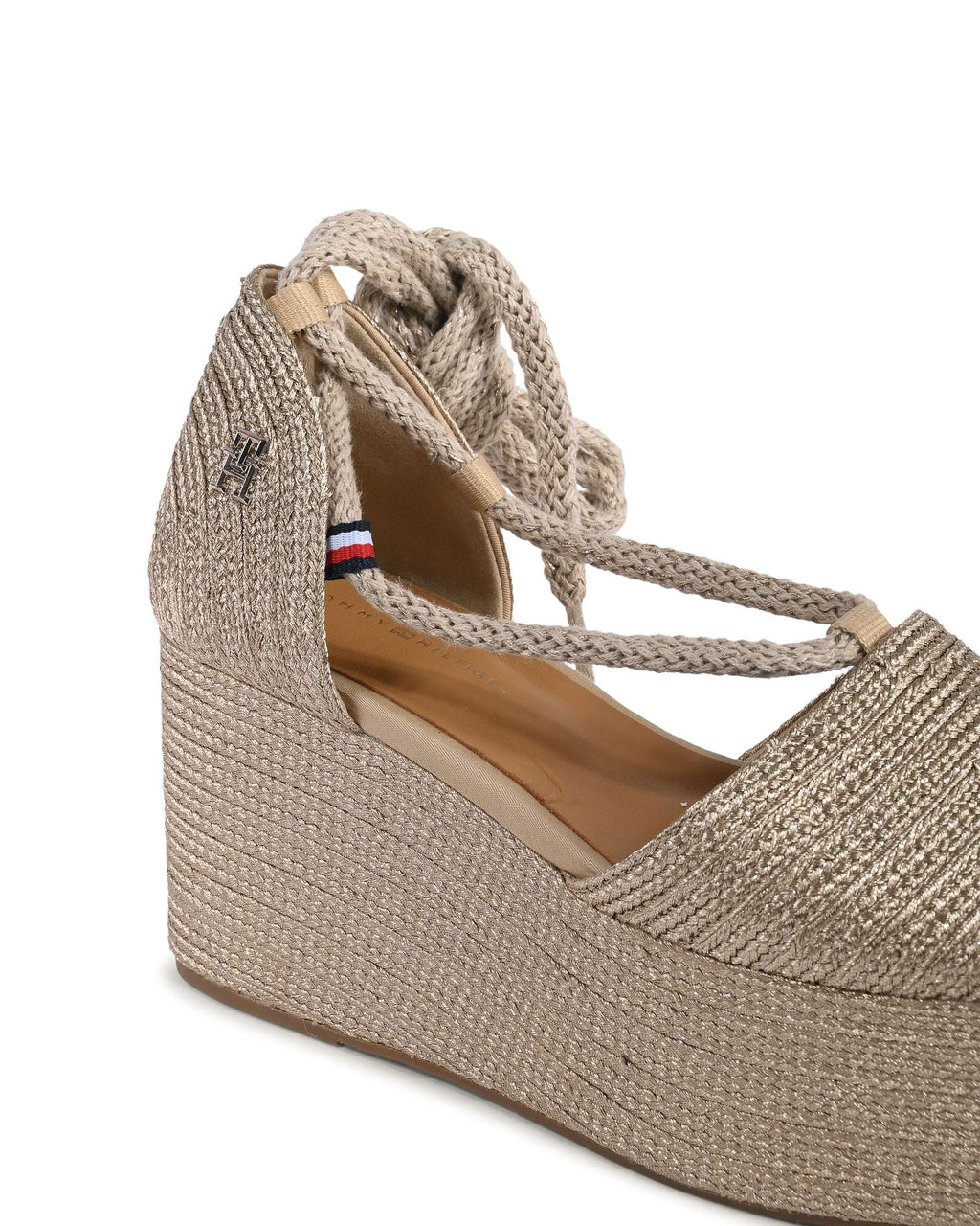 Tommy Hilfiger - Sandalias de cuña doradas para mujer FW0FW080500HS