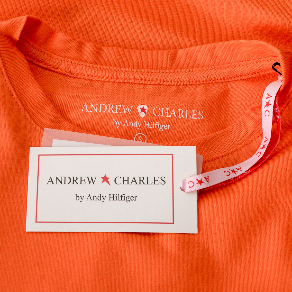 Camiseta Andrew Charles para mujer, manga corta, cuello redondo, naranja, TARANA