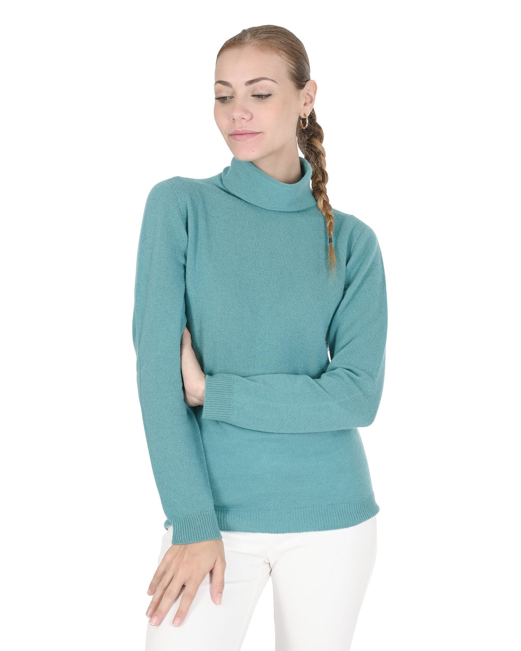 Suéter de cuello alto de cachemira para mujer Crown of Edinburgh COE 005 JADE