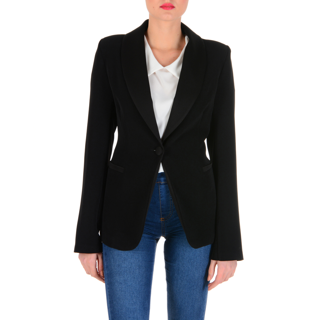 Chaqueta de mujer V 1969 Italia de manga larga negra TESS