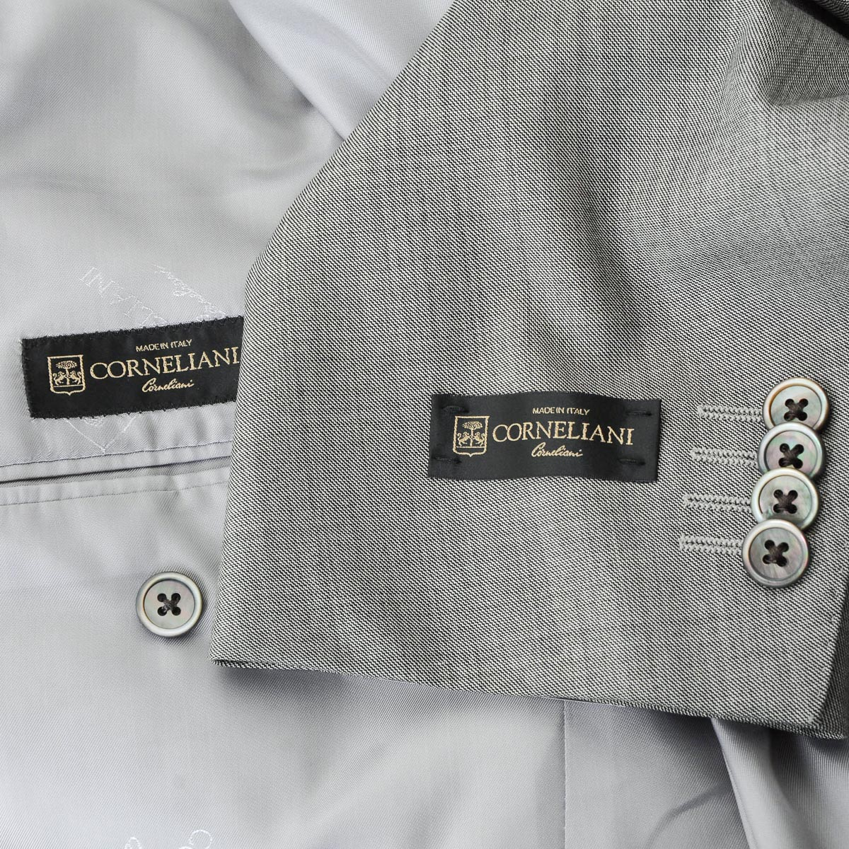 Corneliani Mens Suit Long Sleeves Grey Super 160's