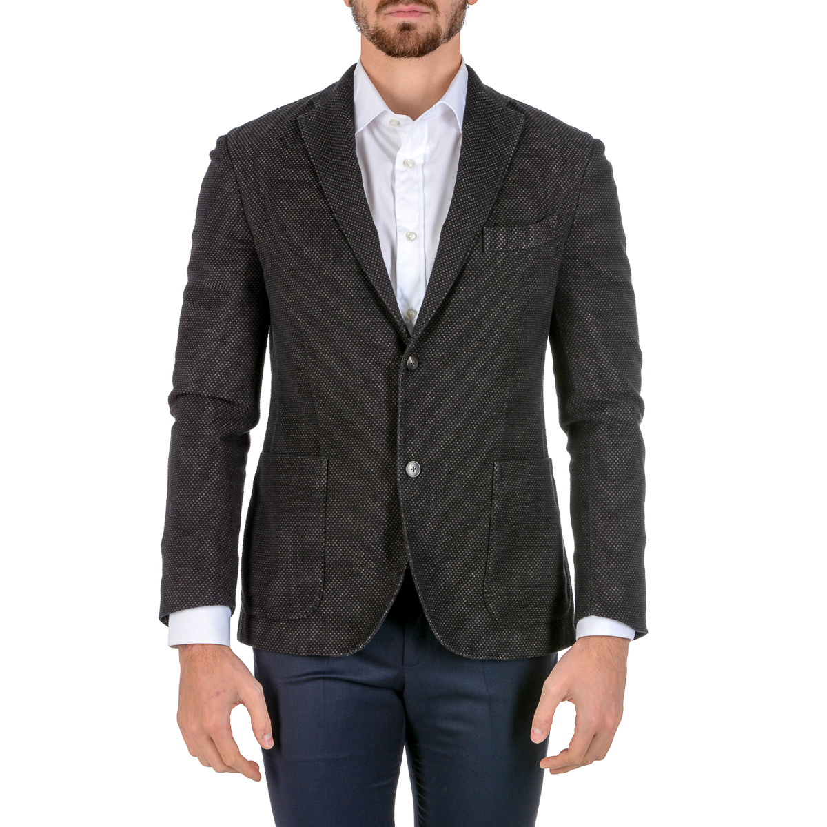 Chaqueta Boglioli Milano para hombre, manga larga, gris oscuro