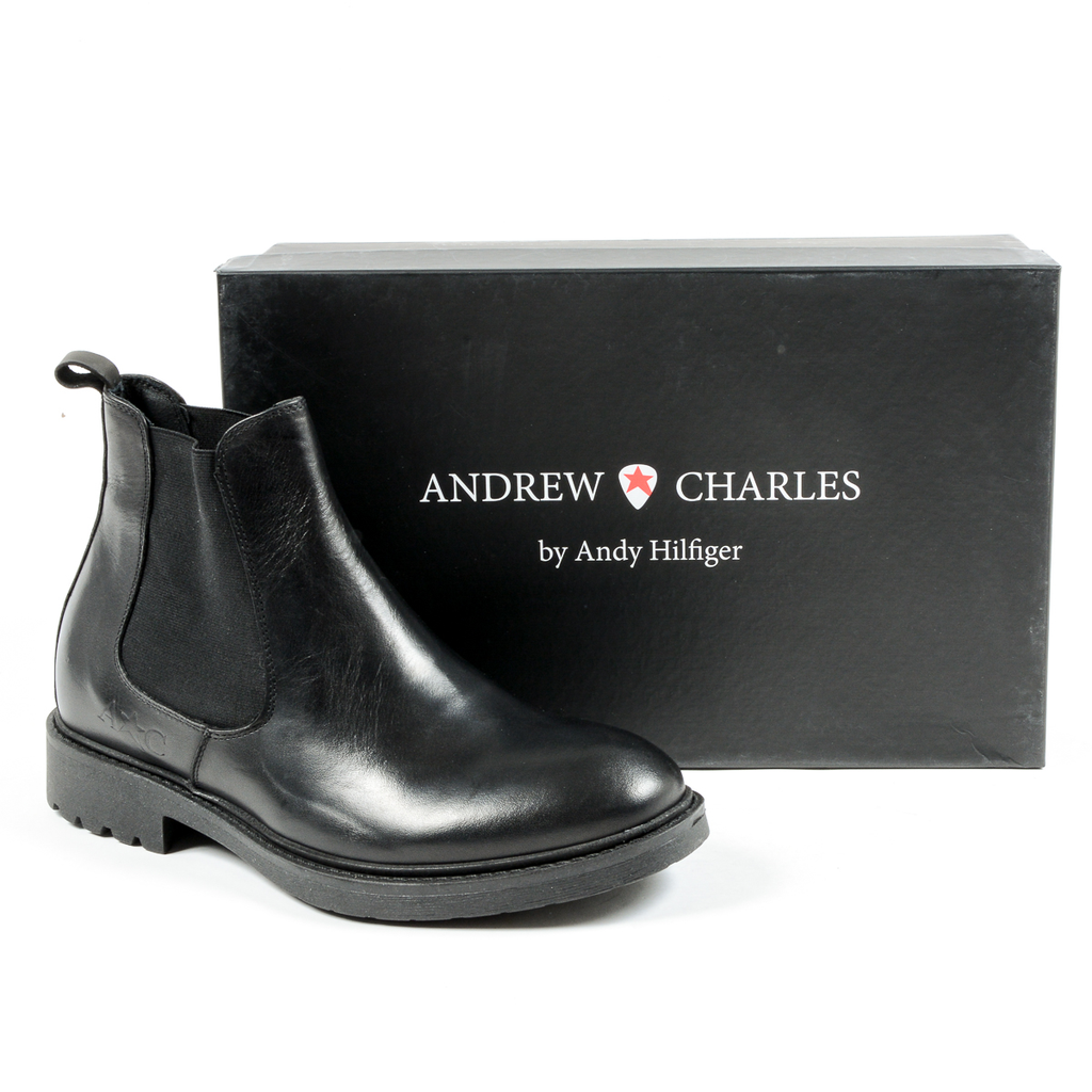Andrew Charles Mens Ankle Boot Black KID