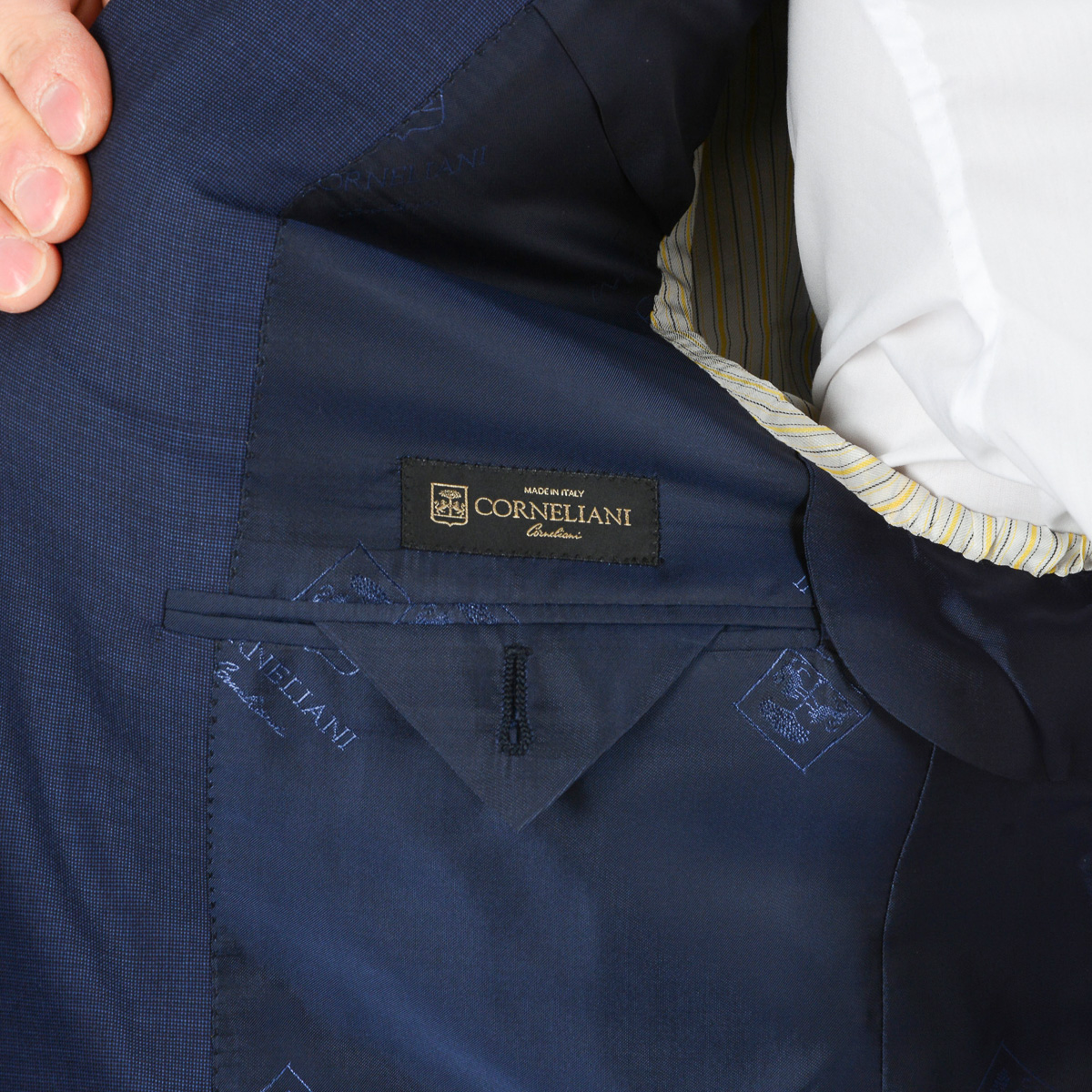 Corneliani Mens Suit Long Sleeves Blue Super 110's