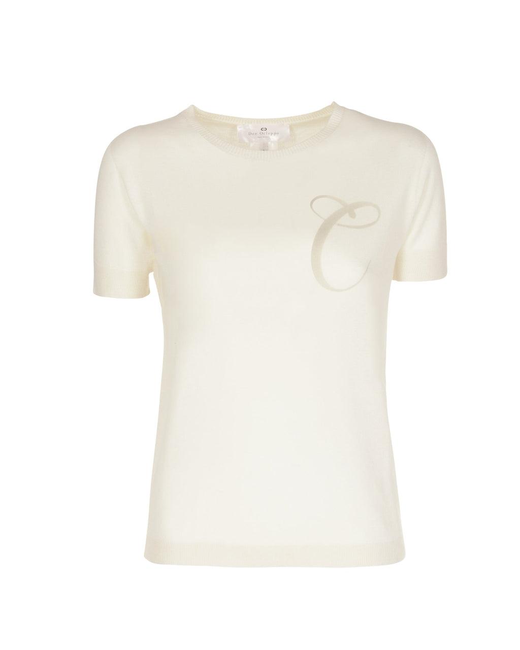 Jersey de cachemira de verano, cuello redondo, manga corta, color marfil