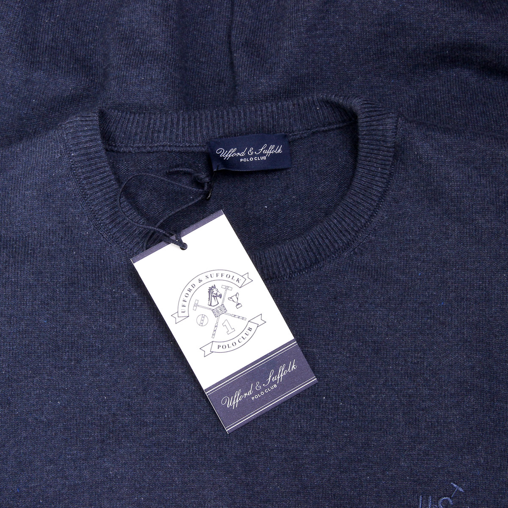 Suéter de hombre Ufford & Suffolk Polo Club de manga larga y cuello redondo PULLRUS100 AZUL OSCURO
