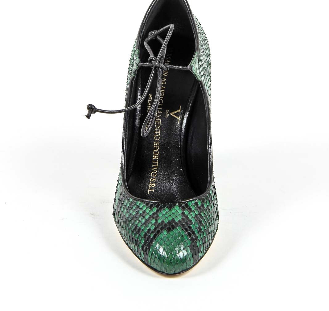 Zapatos de tacón con cordones para mujer V 1969 Italia 3111302 PITONE VERDE
