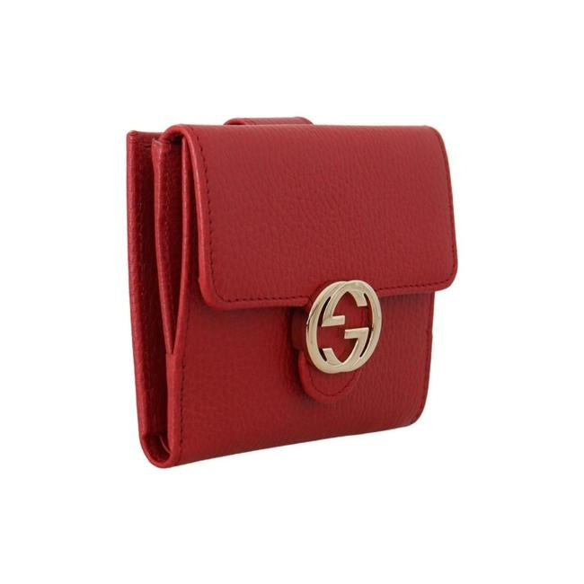Cartera pequeña Gucci de piel entrelazada en color rojo