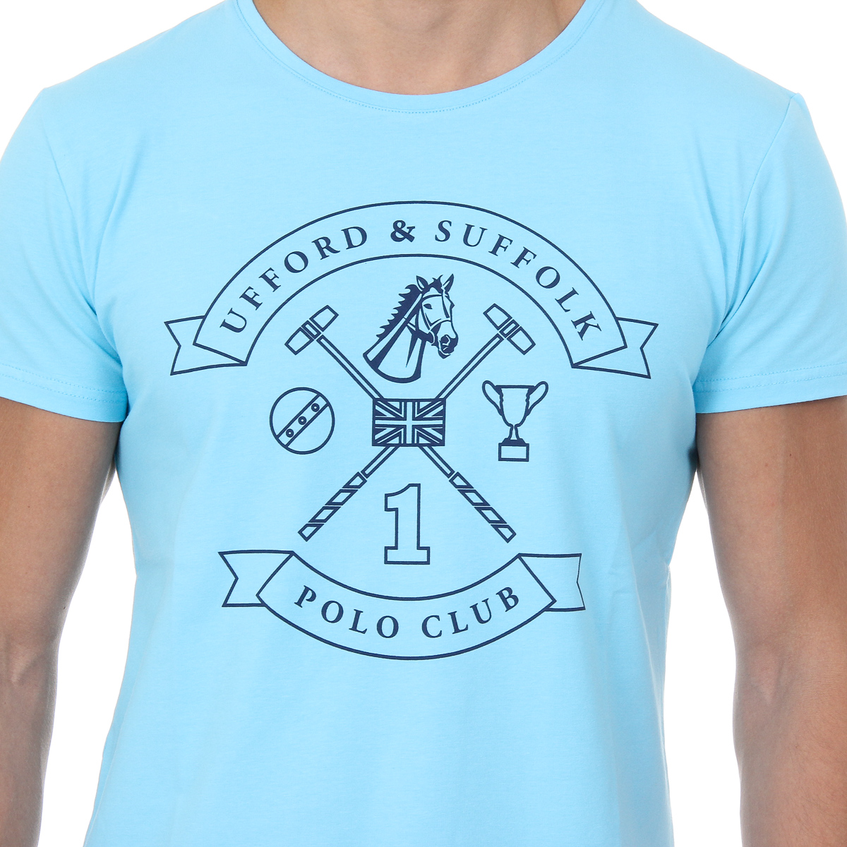 Camiseta de hombre Ufford & Suffolk Polo Club, manga corta, cuello redondo, US027, azul