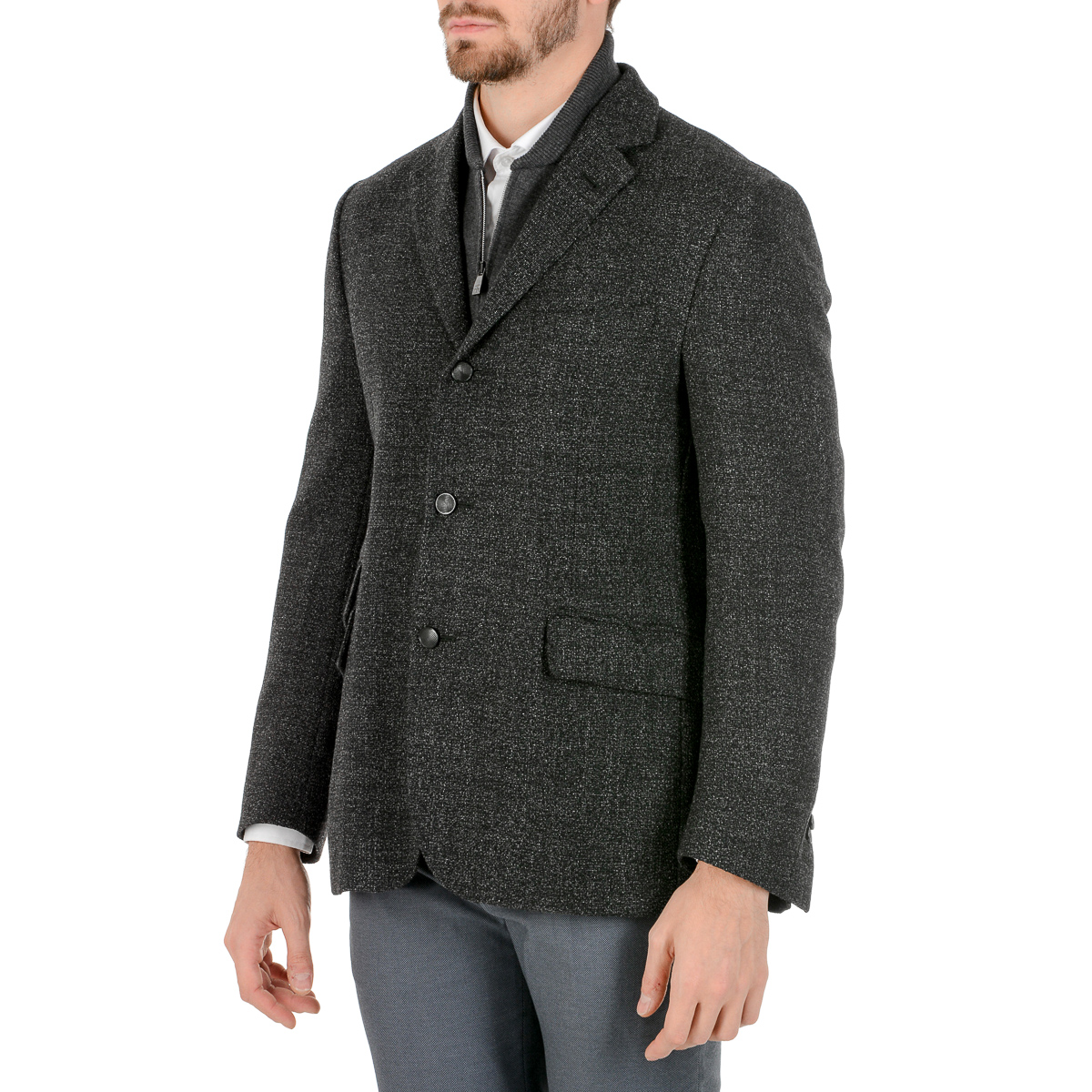 Corneliani Mens Jacket Long Sleeves Dark Grey
