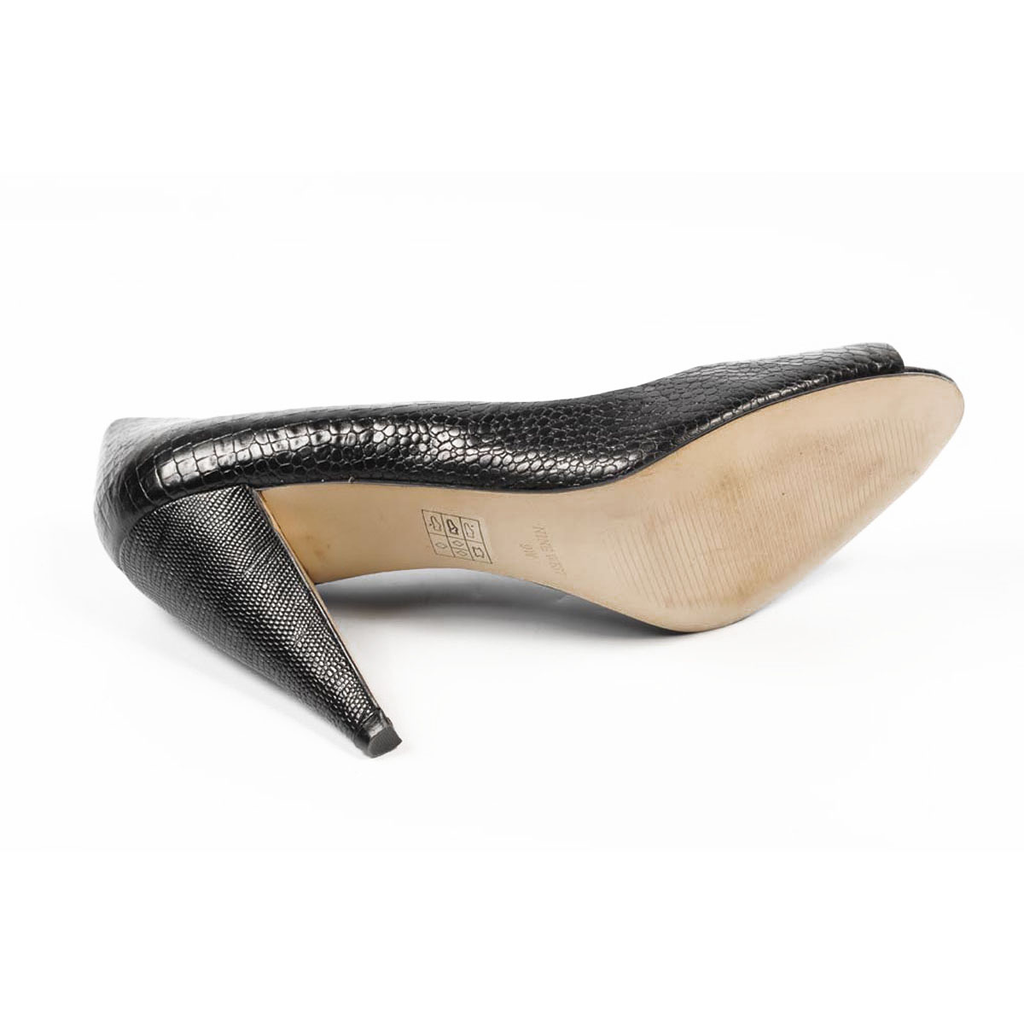 Zapatos de salón Nine West para mujer con punta abierta NWHEALTH BLACK CROCO