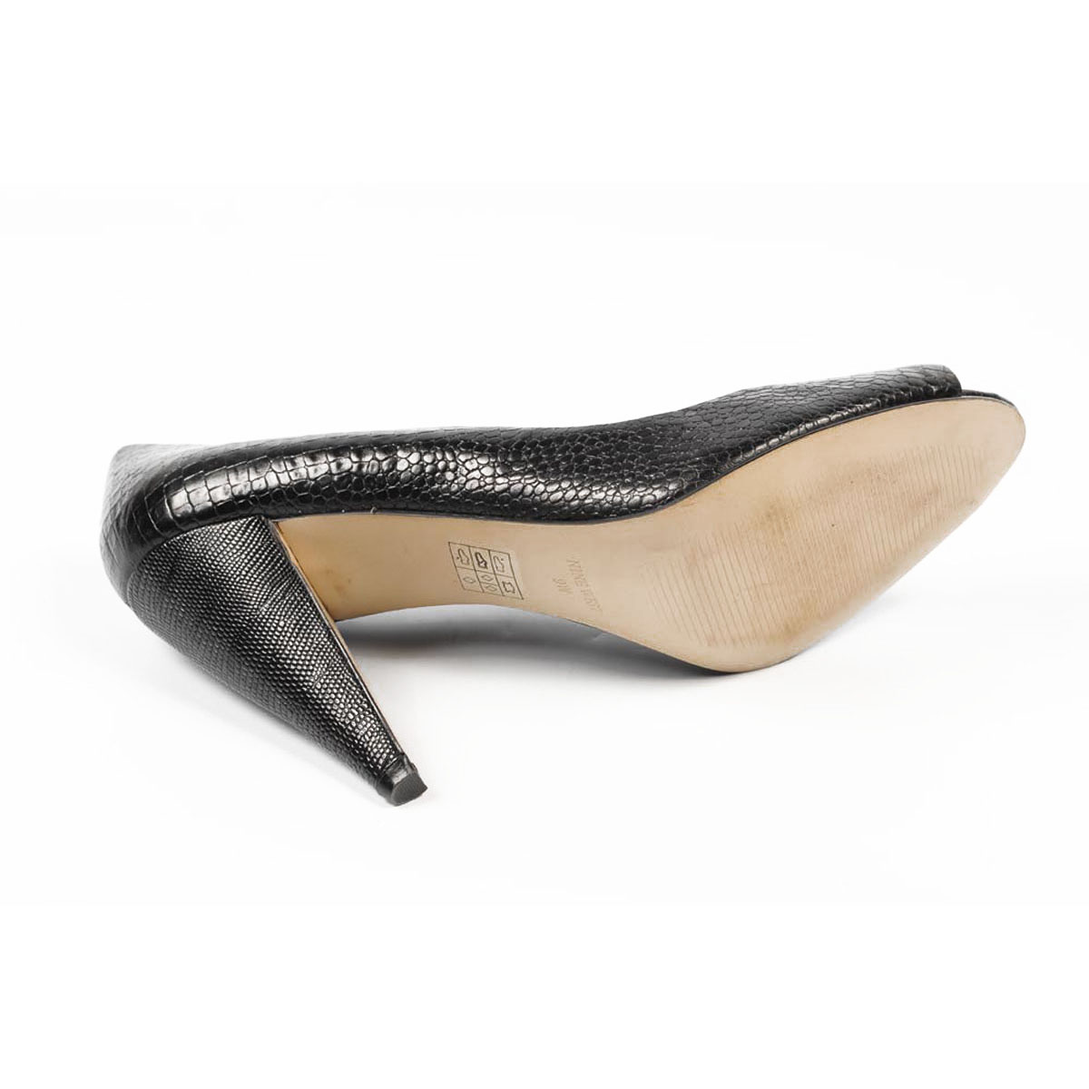 Zapatos de salón Nine West para mujer con punta abierta NWHEALTH BLACK CROCO