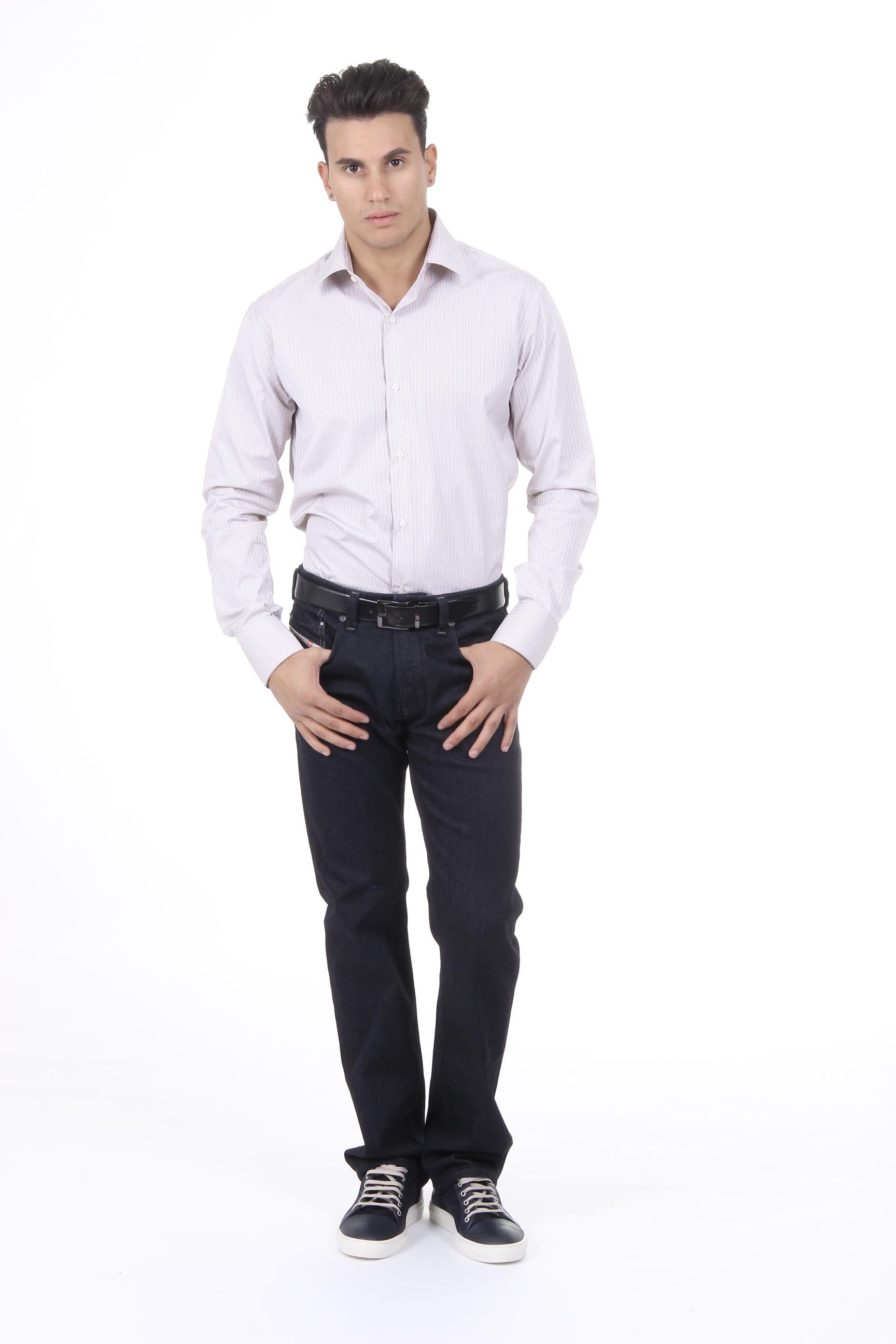 Camisa clásica moderna de corte italiano para hombre V 1969, talla 377, VAR. 213