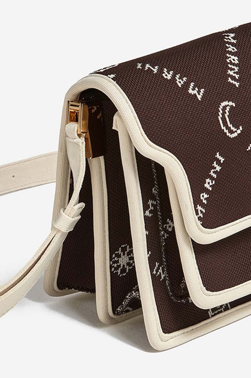 Bolso de hombro de tela Monogram de Marni en marrón