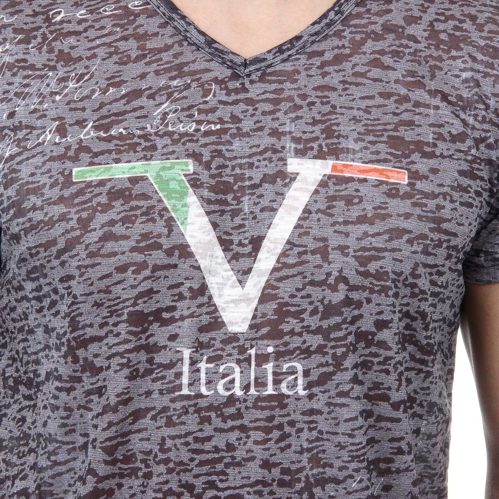 V 1969 Italia Mens T-shirt Short Sleeves V-Neck Black JACOB