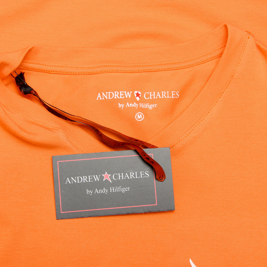 Camiseta Andrew Charles para hombre, manga corta, cuello en V, naranja, KENAN