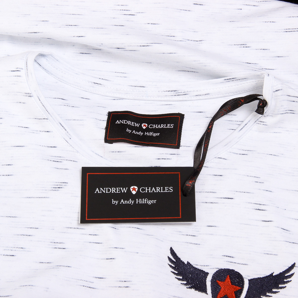Andrew Charles Mens T-Shirt Short Sleeves Round Neck White DYLAN