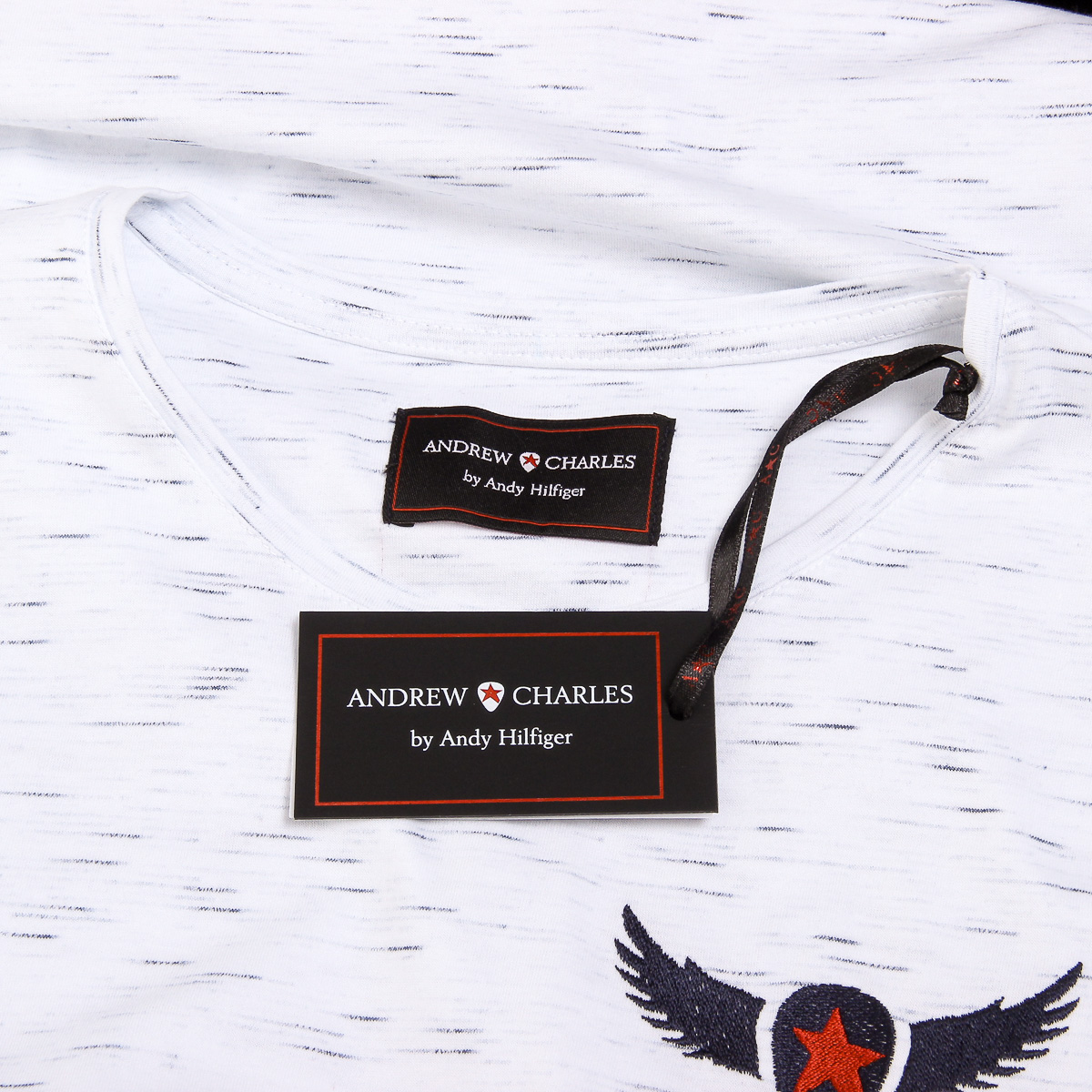 Andrew Charles Mens T-Shirt Short Sleeves Round Neck White DYLAN