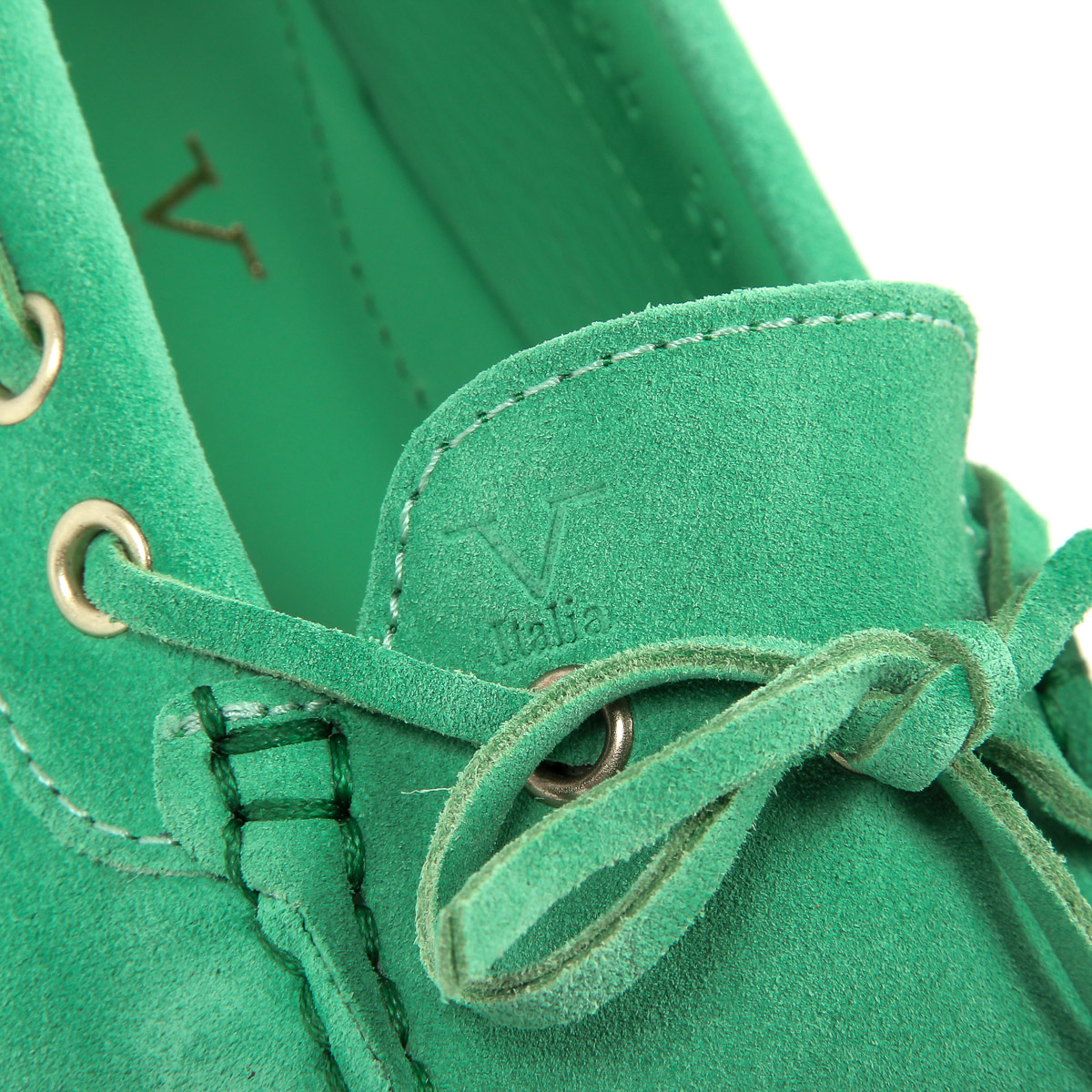 Mocasines V 1969 Italia para mujer, color verde PISA