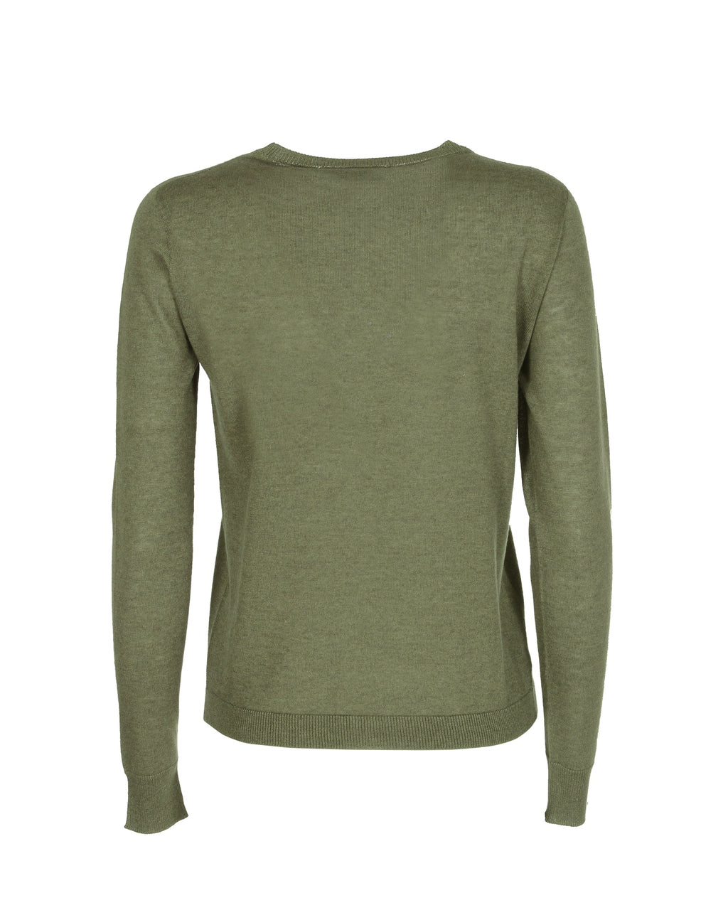 Jersey de cachemira de verano con cuello redondo y manga larga, color verde