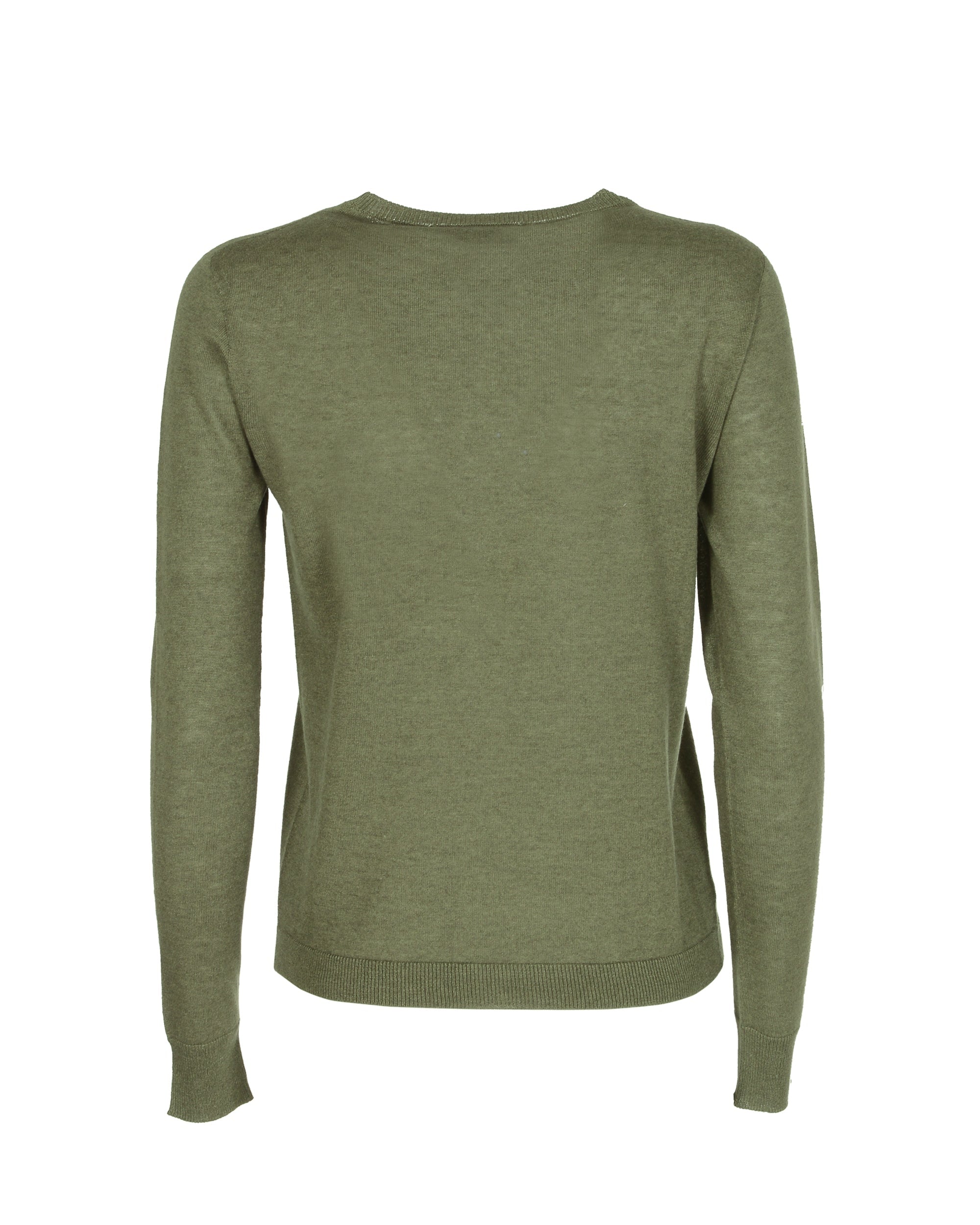 Jersey de cachemira de verano con cuello redondo y manga larga, color verde