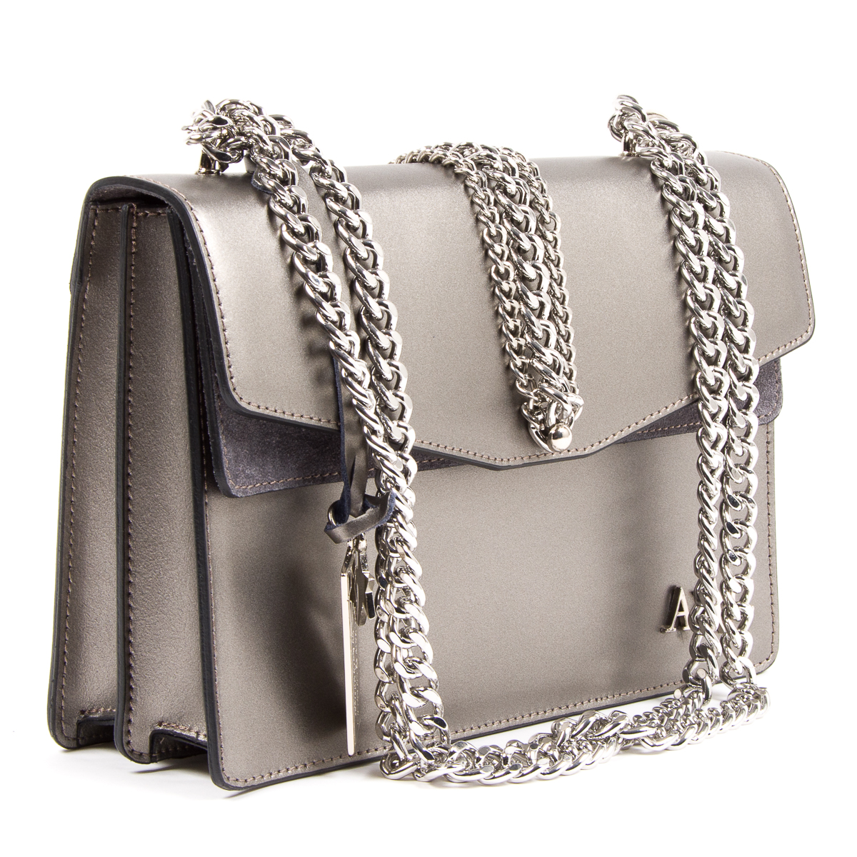 Andrew Charles Womens Handbag Silver RING