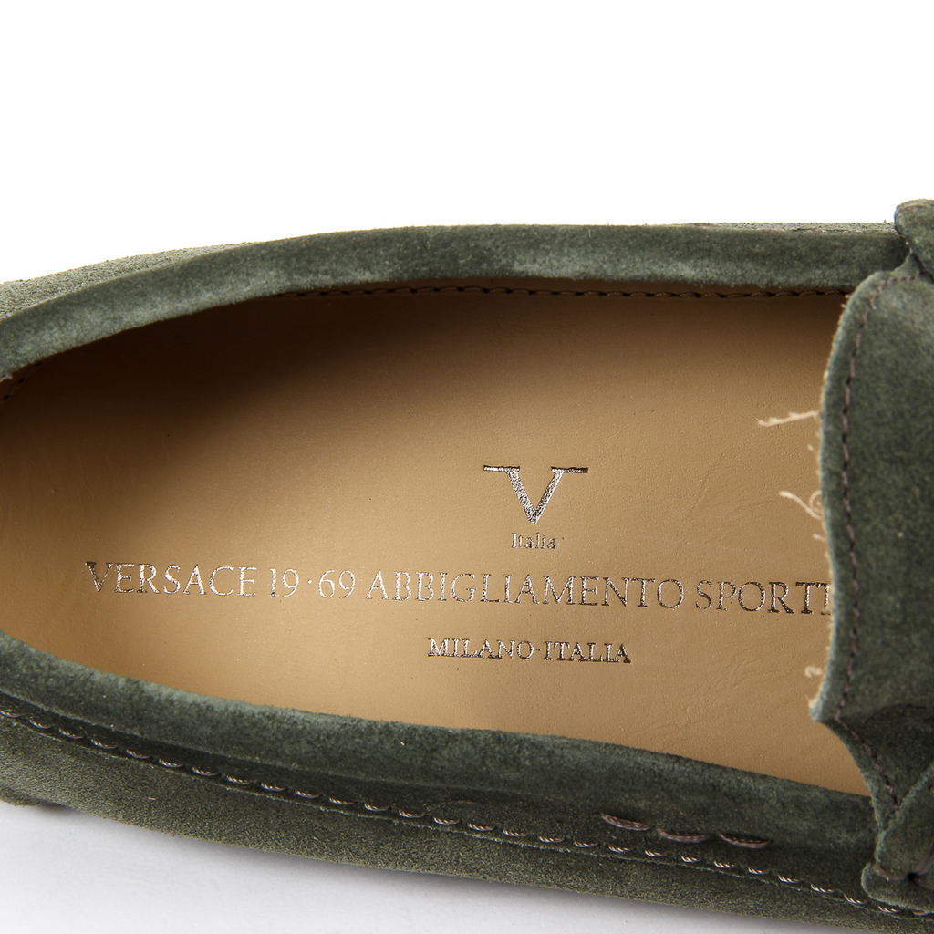 Mocasines V 1969 Italia para hombre, color verde STEWART