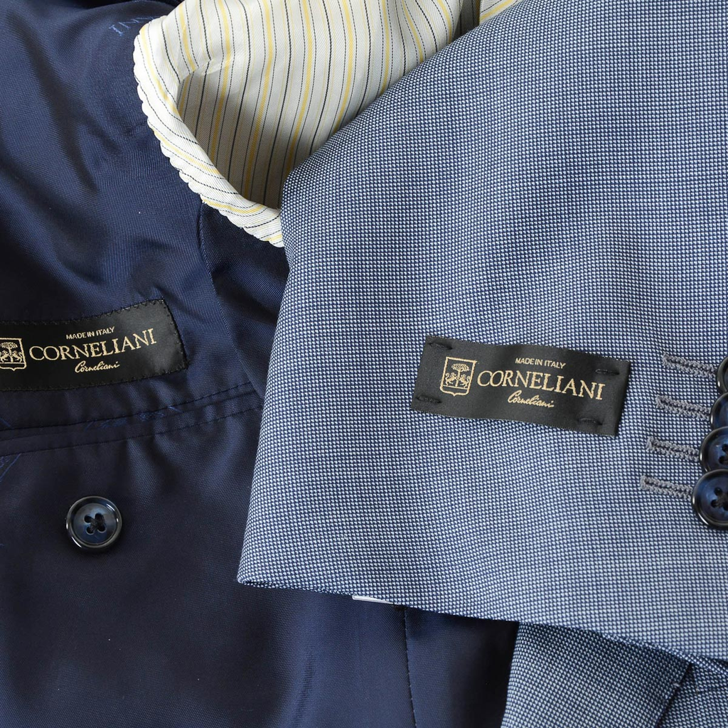Corneliani Mens Suit Long Sleeves Light Blue Super 110's