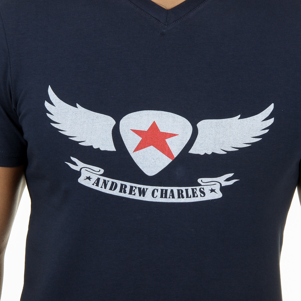 Camiseta Andrew Charles para hombre, manga corta, cuello en V, azul, KENAN
