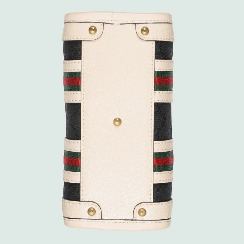 Bolso de hombro Gucci GG Monogram y piel en blanco y negro