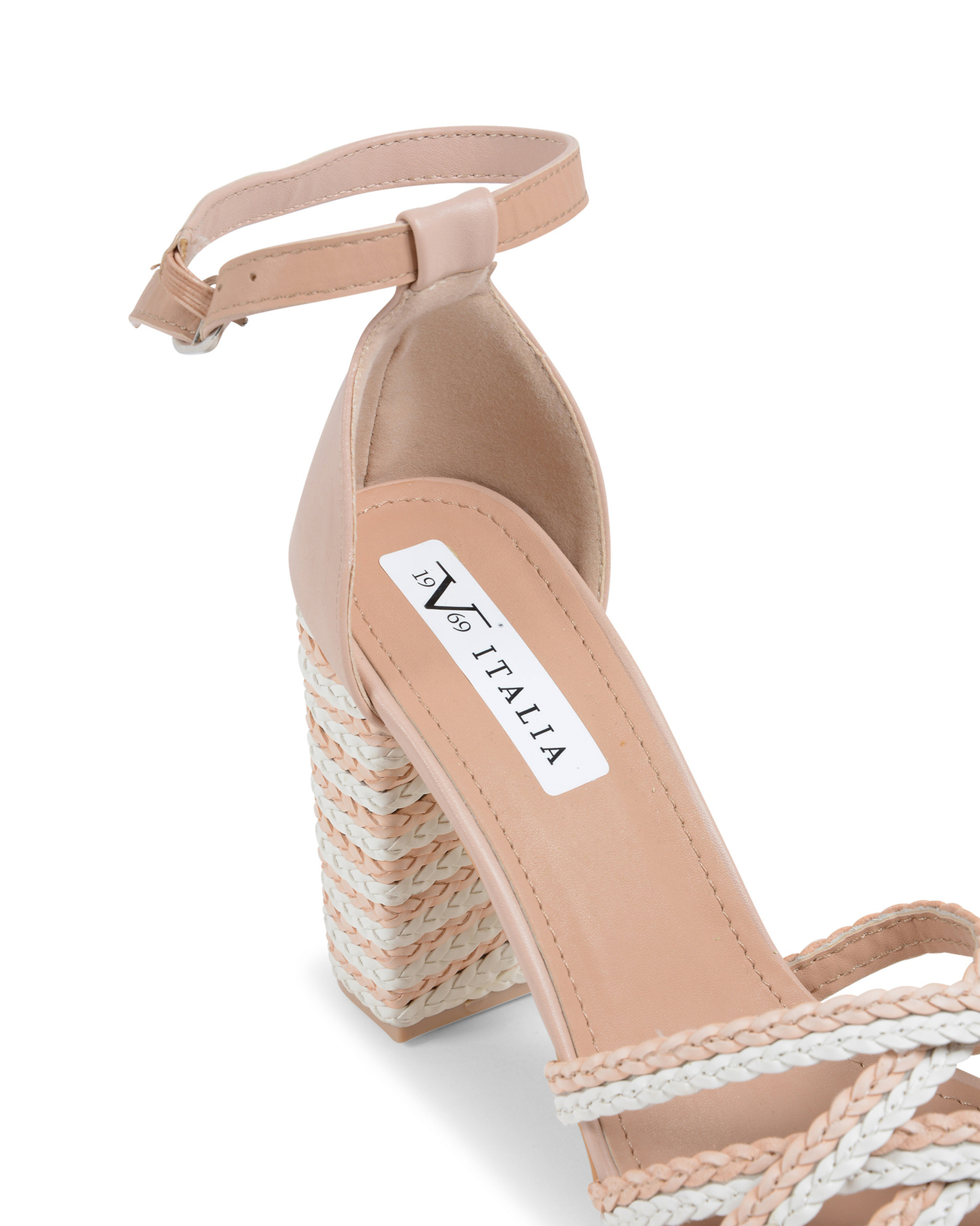 19V69 Italia Sandalia con tira al tobillo para mujer Beige V01 BEIGE