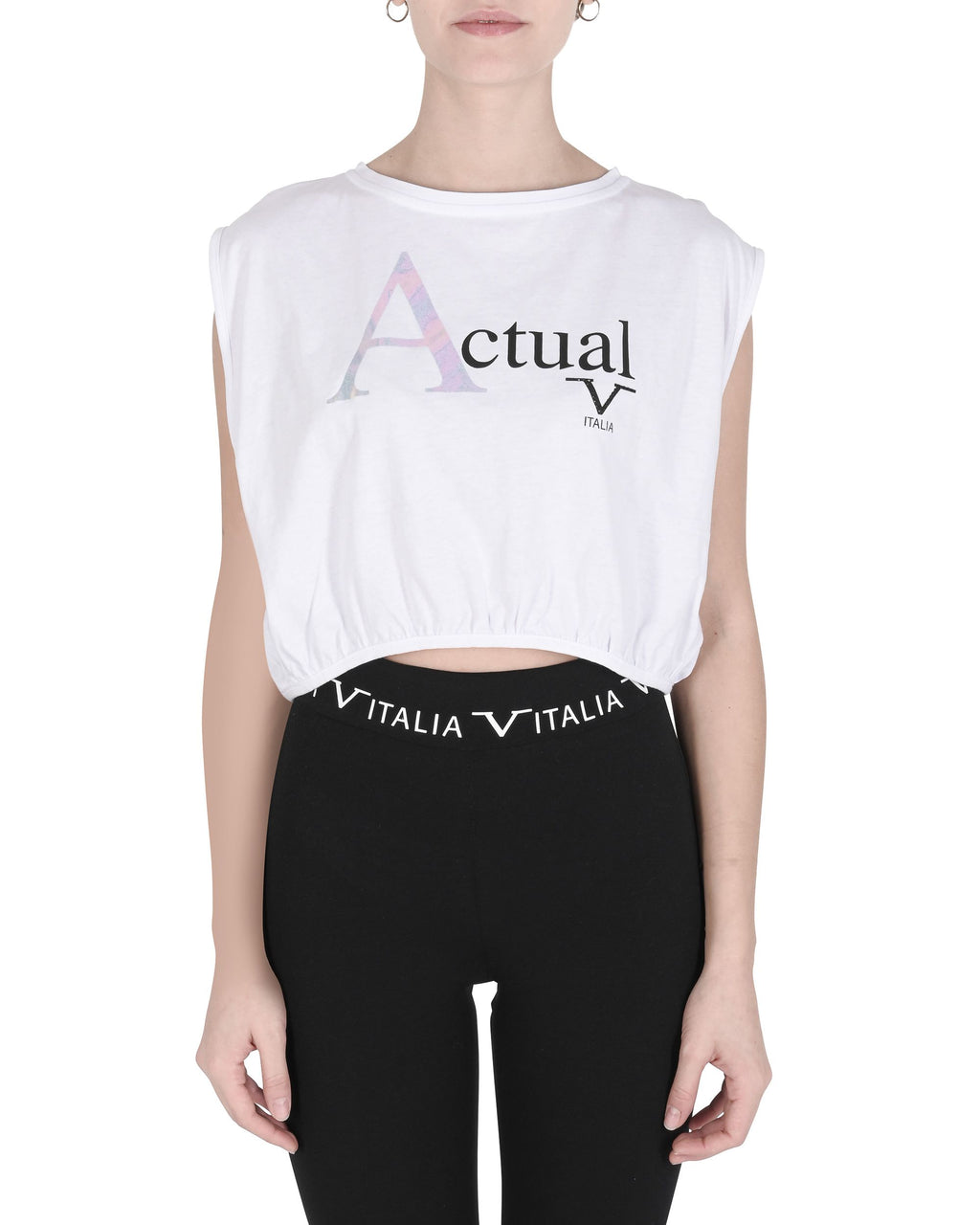 Camiseta 19V69 Italia para mujer, color blanco auténtico