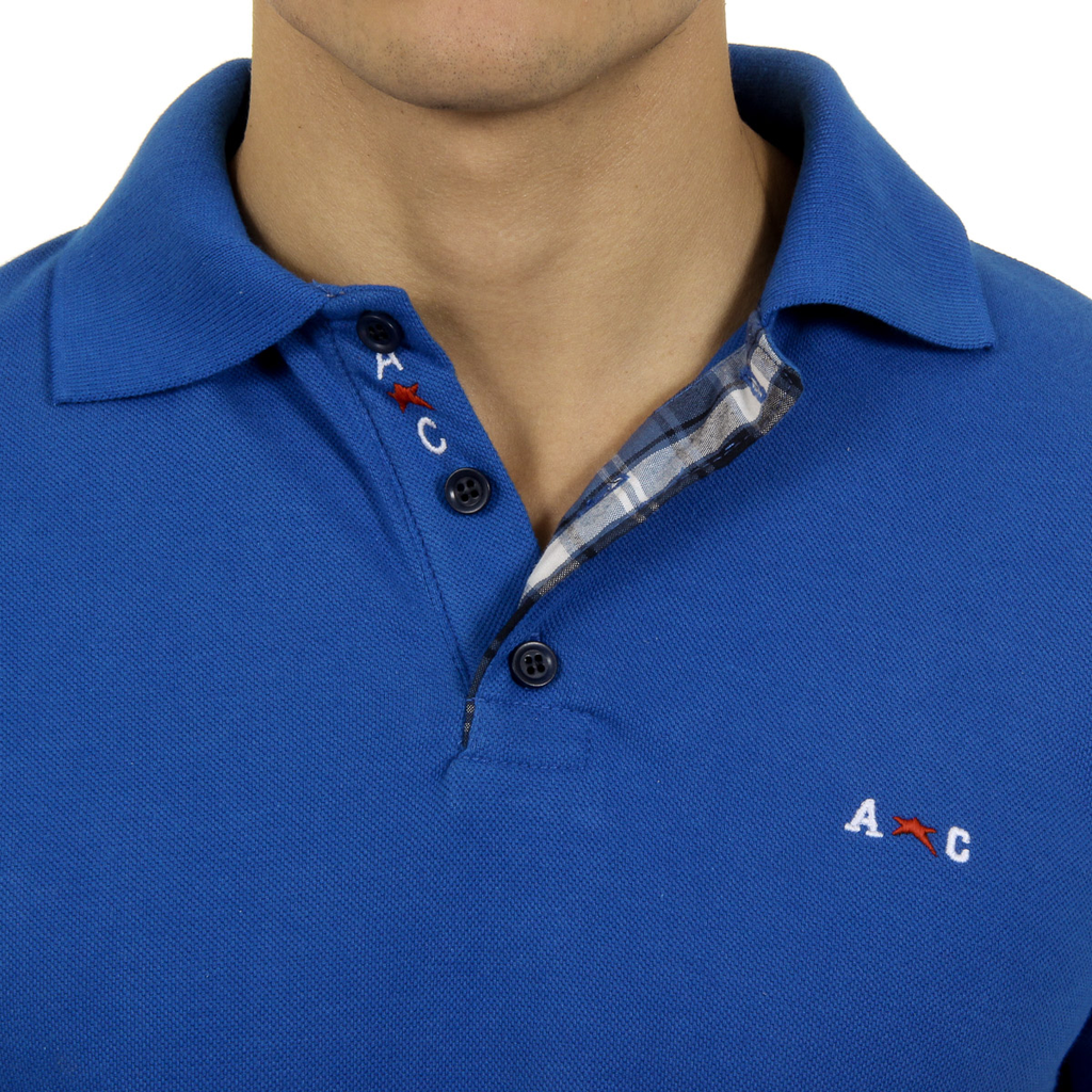 Polo Andrew Charles para hombre de manga corta azul SEMELO