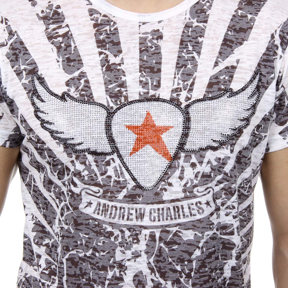 Andrew Charles Mens T-Shirt Short Sleeves Round Neck Black CALEB