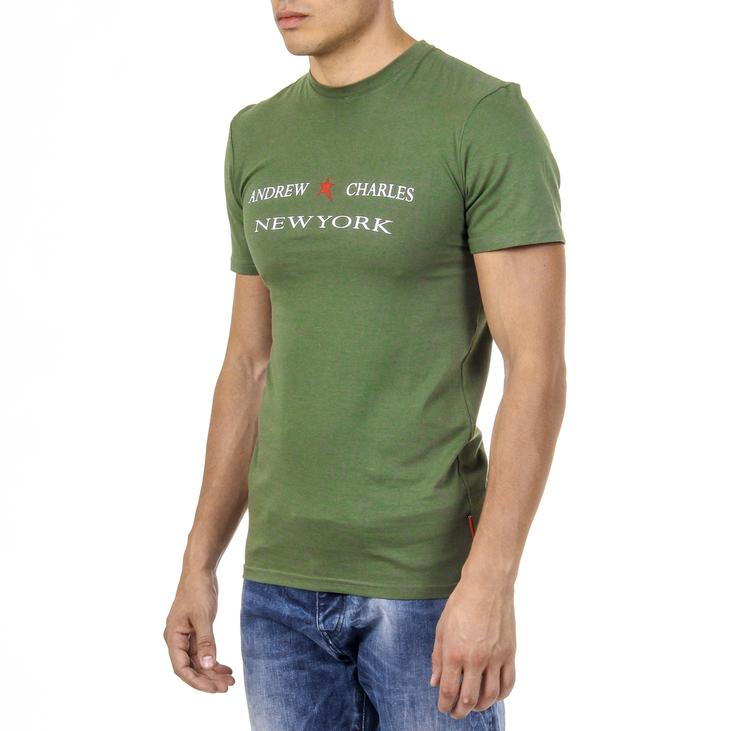 Camiseta Andrew Charles para hombre, manga corta, cuello redondo, verde, KEITA