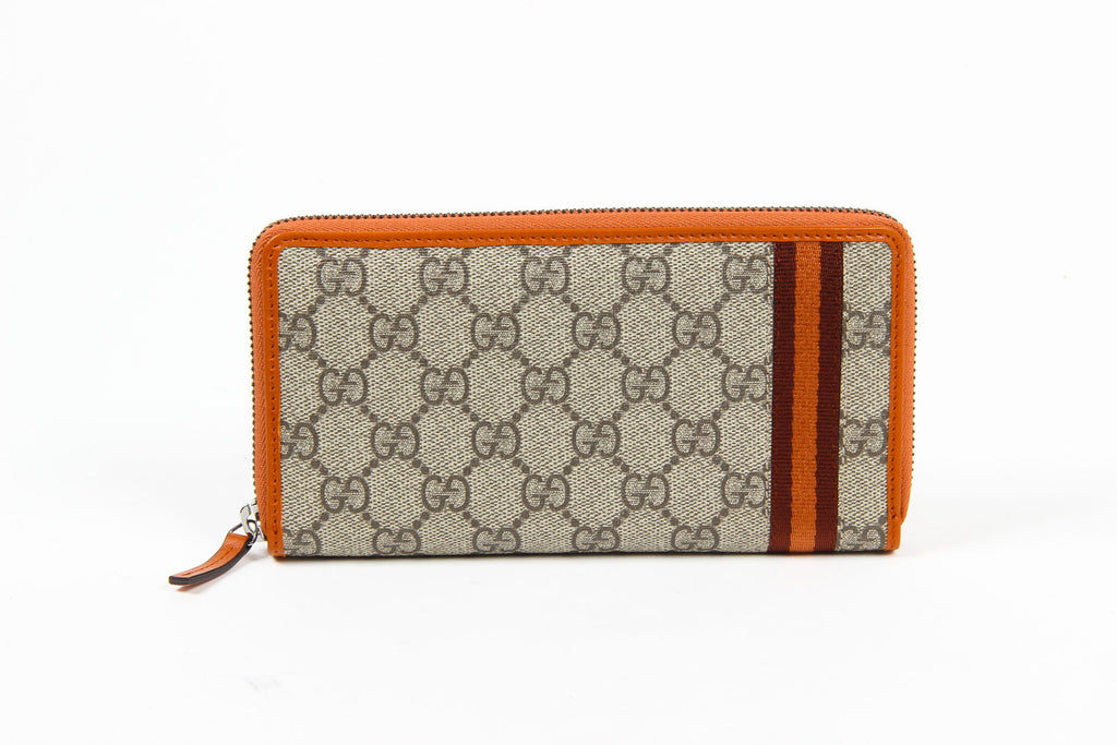 Cartera de mano con cremallera alrededor de lona Guccissima Web GG Supreme para hombre de Gucci