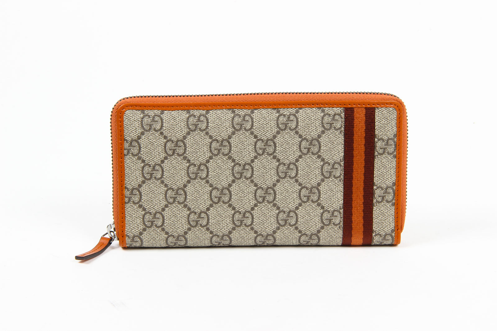Cartera de mano con cremallera alrededor de lona Guccissima Web GG Supreme para hombre de Gucci