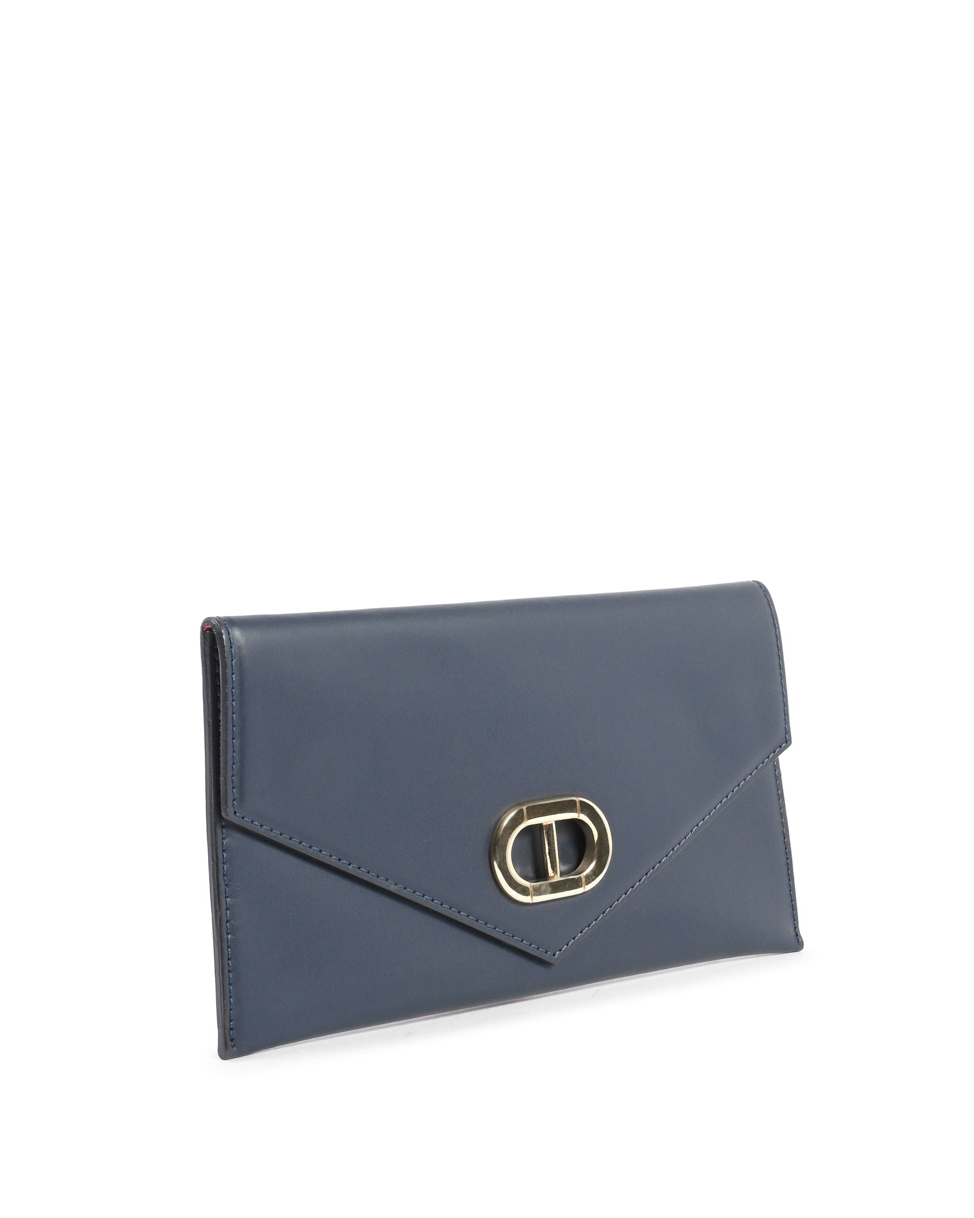 Leather Envelope Clutch - Navy