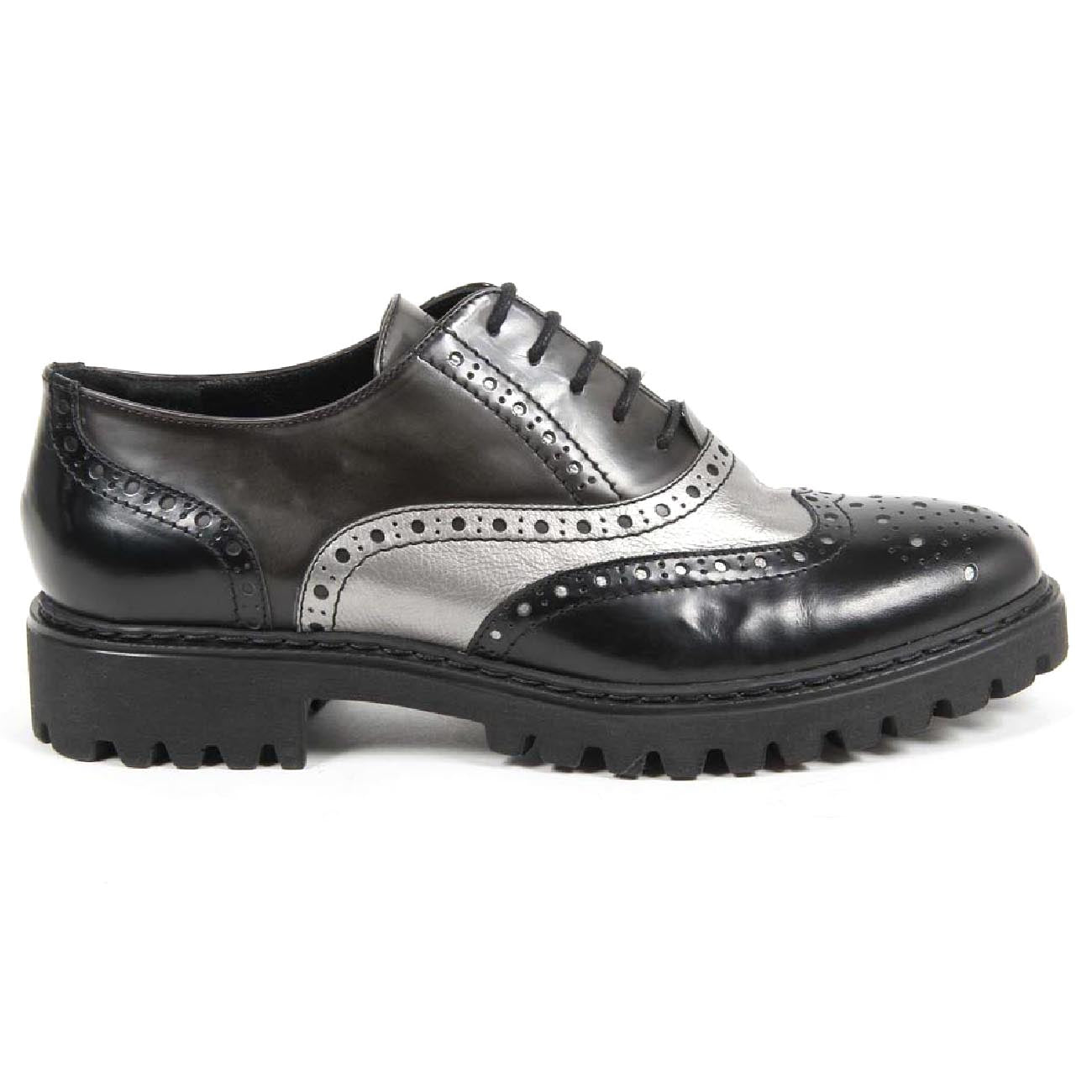 V 1969 Italia Zapato Oxford para mujer 5135 ABRASIVATO NERO