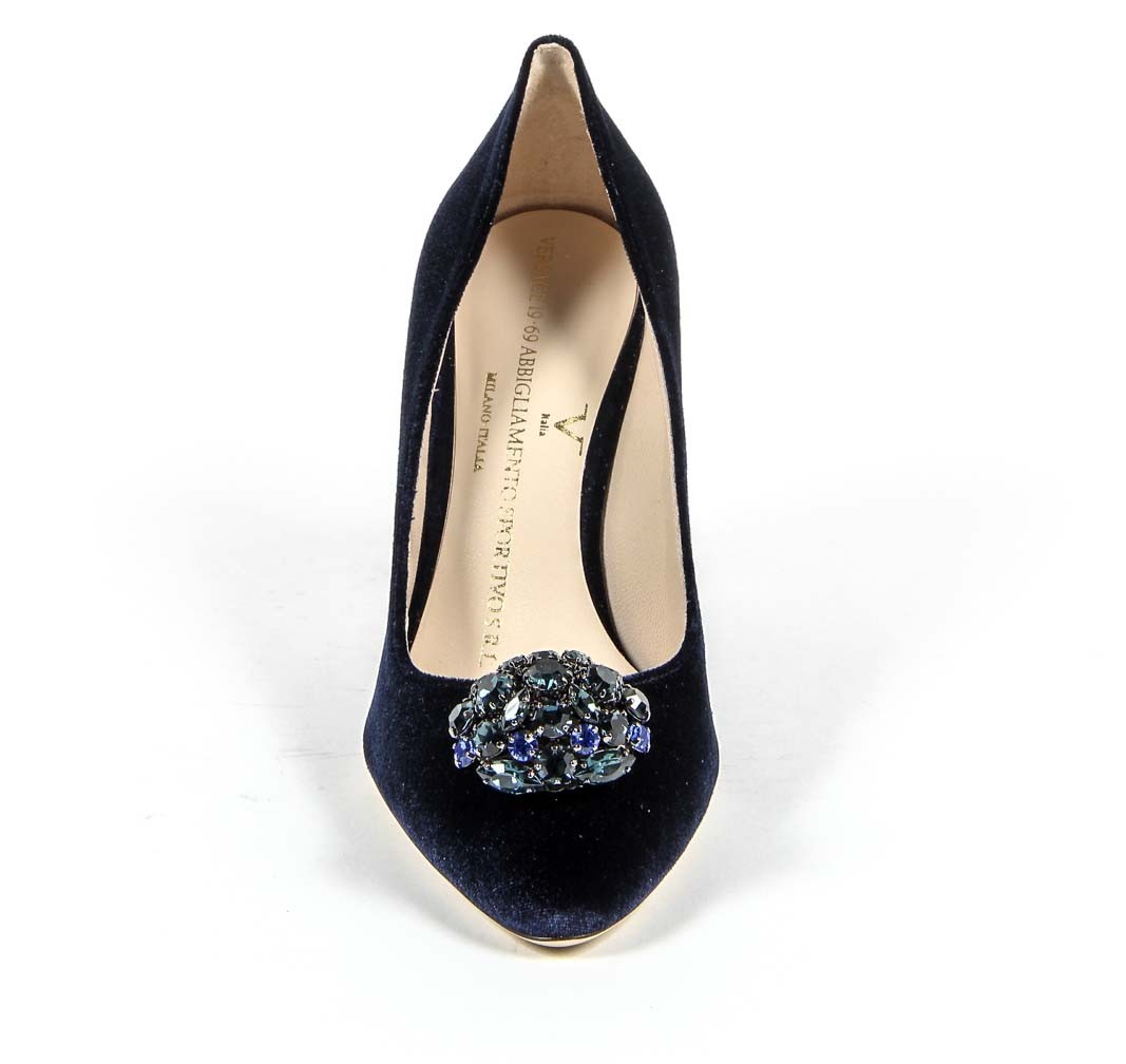 Zapatos de salón para mujer V 1969 Italia 3102045 VELLUTO BLU ROYAL