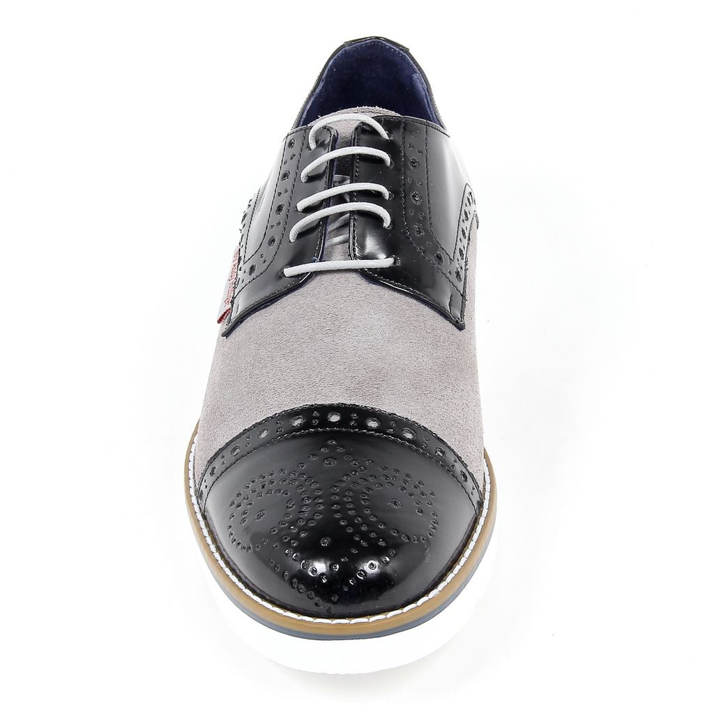 Andrew Charles - Zapatos Oxford brogue para hombre 911 ABRASIVATO CAM NERO GRIGIO